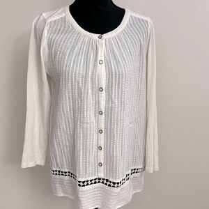 Lucky brand cream, long sleeve top size M medium